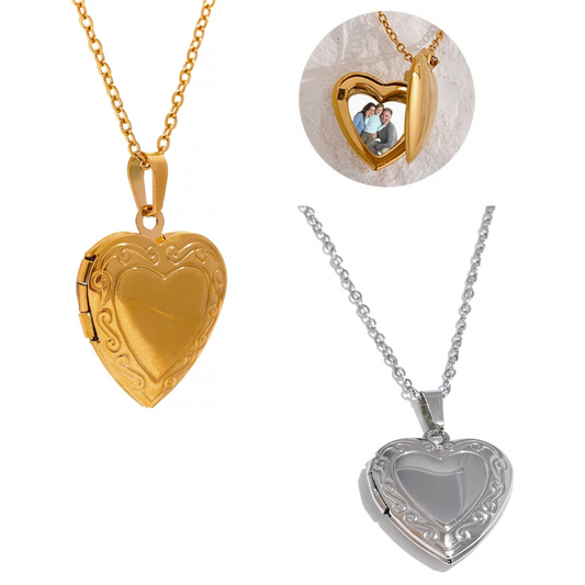 18K Gold Plated Heart Photo Frame Necklace