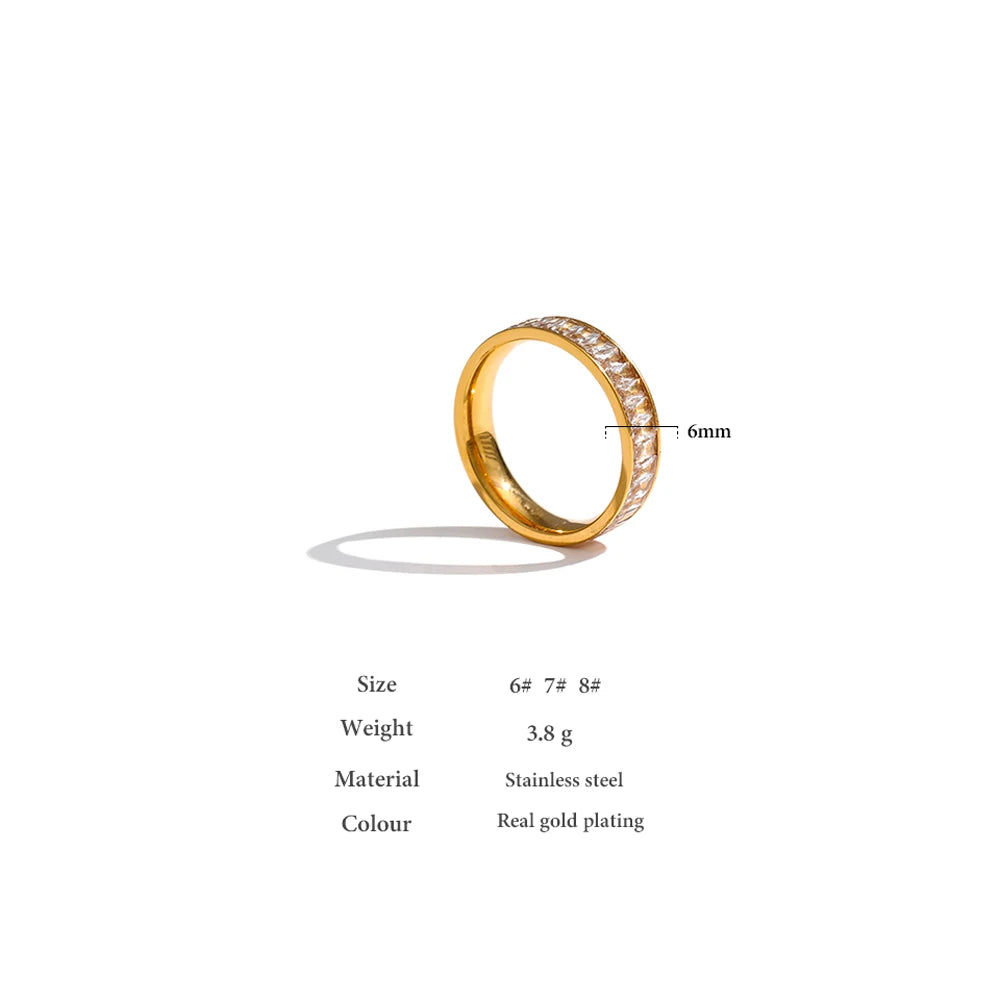 18K Gold Plated Dazzling Diamond Row Ring