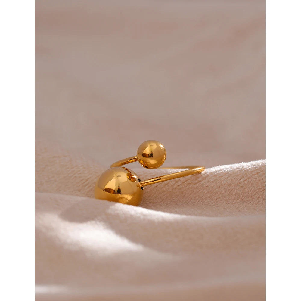 Water-Resistant 18K Gold Plated Sphere Adjustable Ring