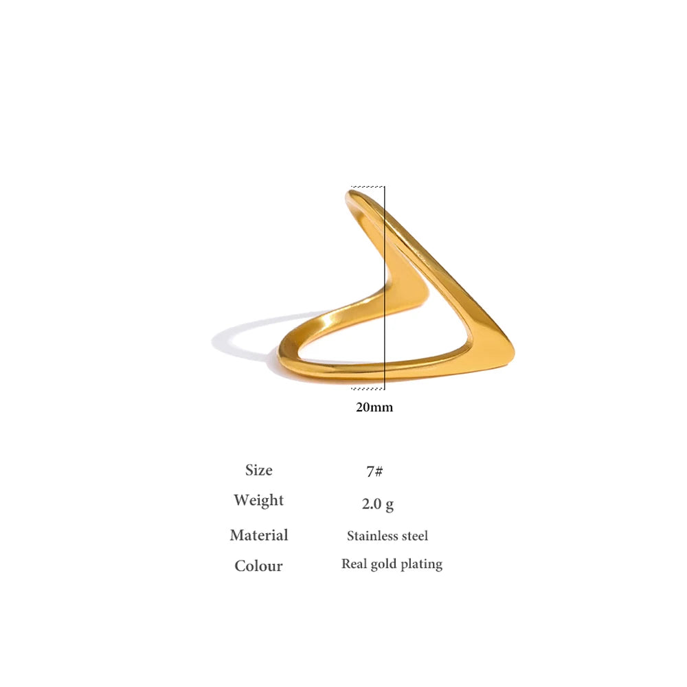 Water-Resistant 18K Gold Plated Geometric Minimalist Ring