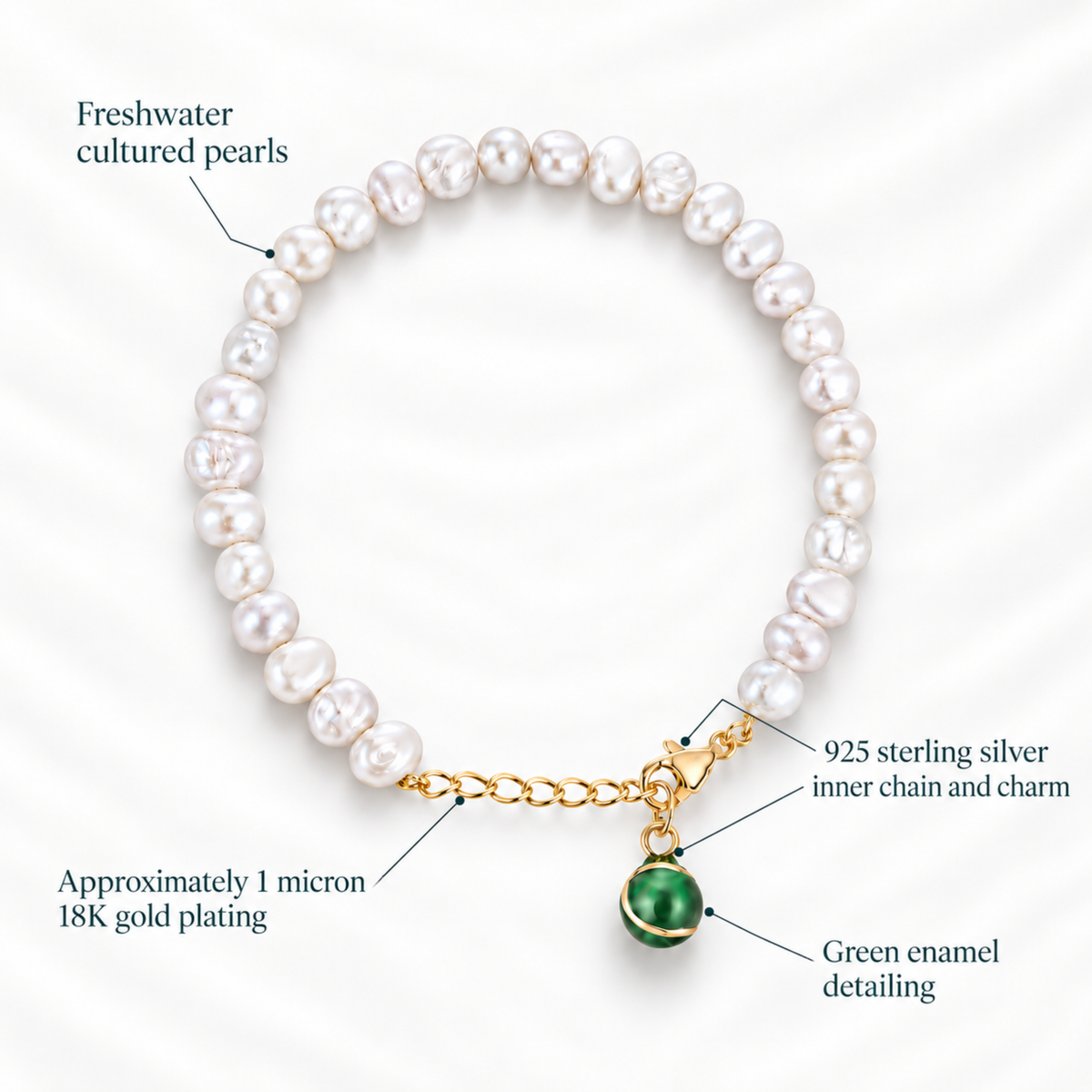 Pearl bracelet materials & finish