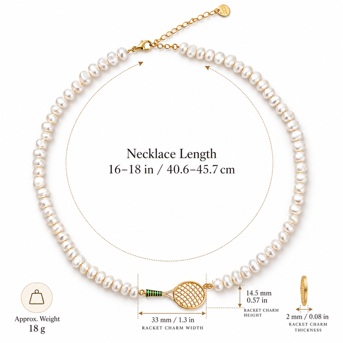Pearl necklace size & fit