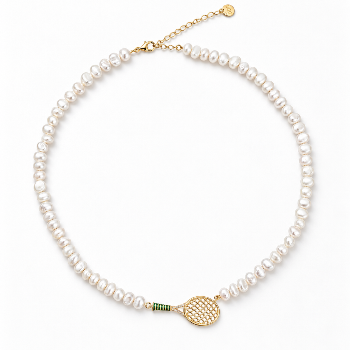 Pearl Tennis Racket Necklace