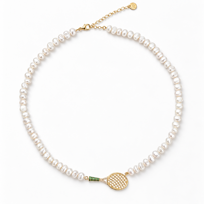 Pearl Tennis Racket Necklace