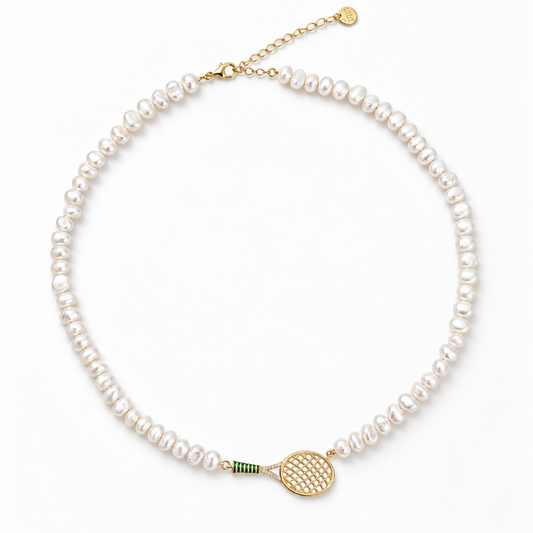 Pearl Tennis Racket Necklace