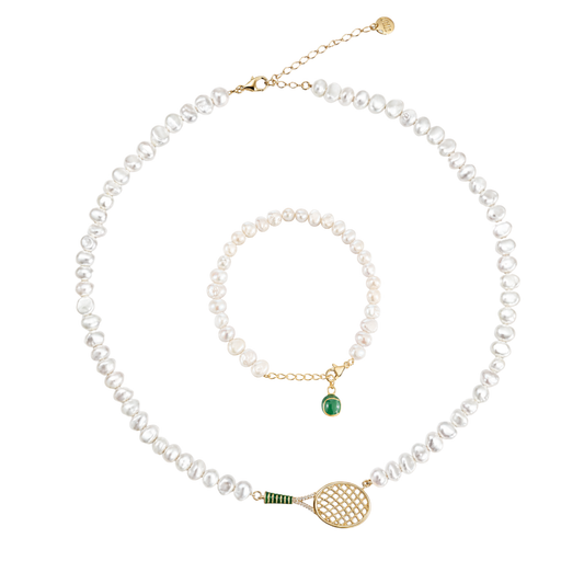 Pearl Tennis Necklace & Bracelet Set – Freshwater Pearl Tennis Jewelry