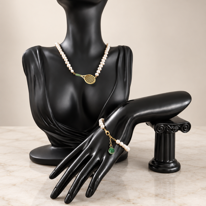 Pearl Tennis Necklace & Bracelet Set