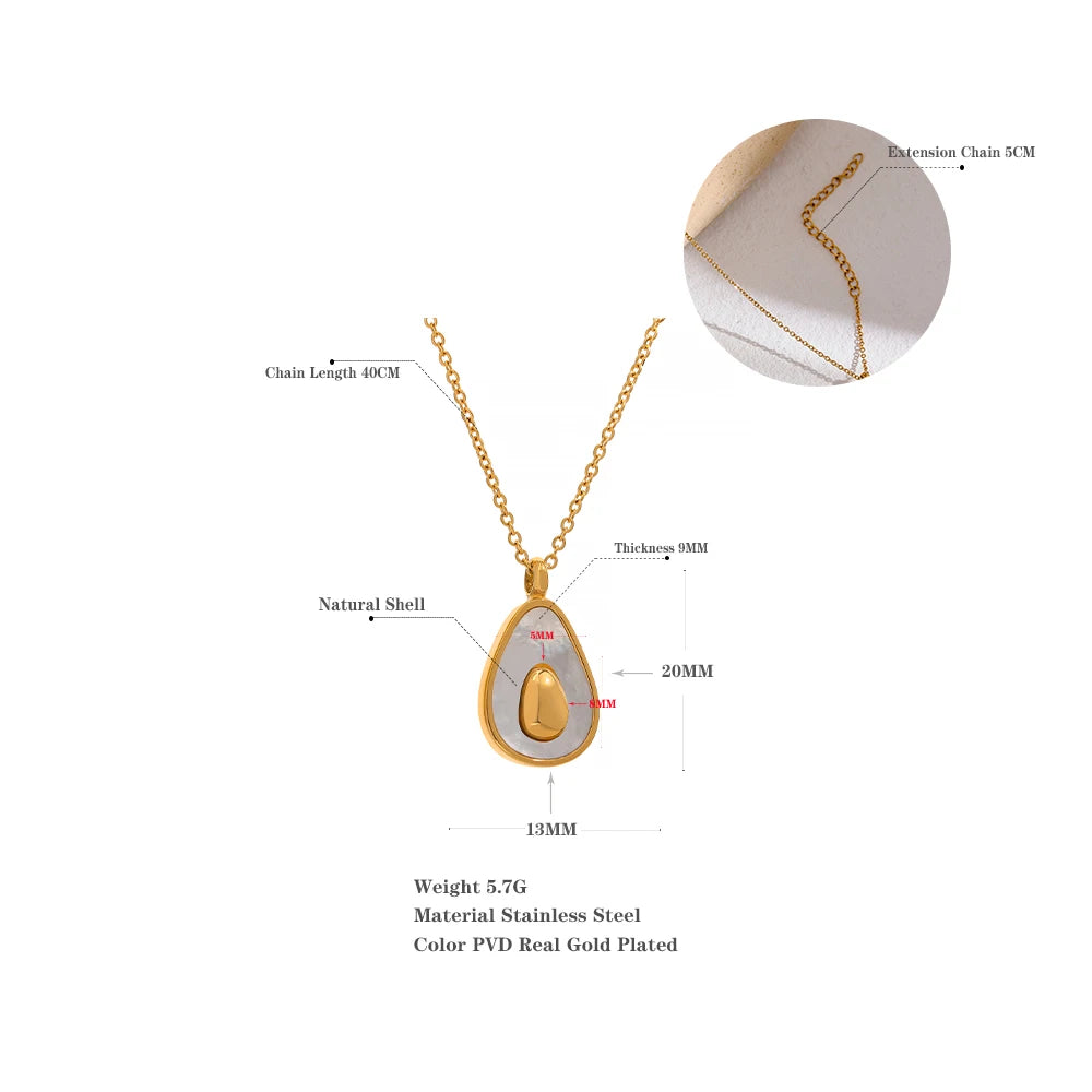 Water-Resistant 18K Gold Plated Avocado Charm Necklace