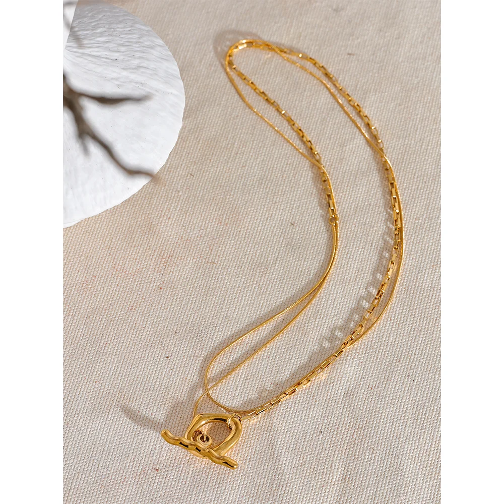 Water-Resistant 18K Gold Plated Extra Long Duo-Texture Chain Necklace