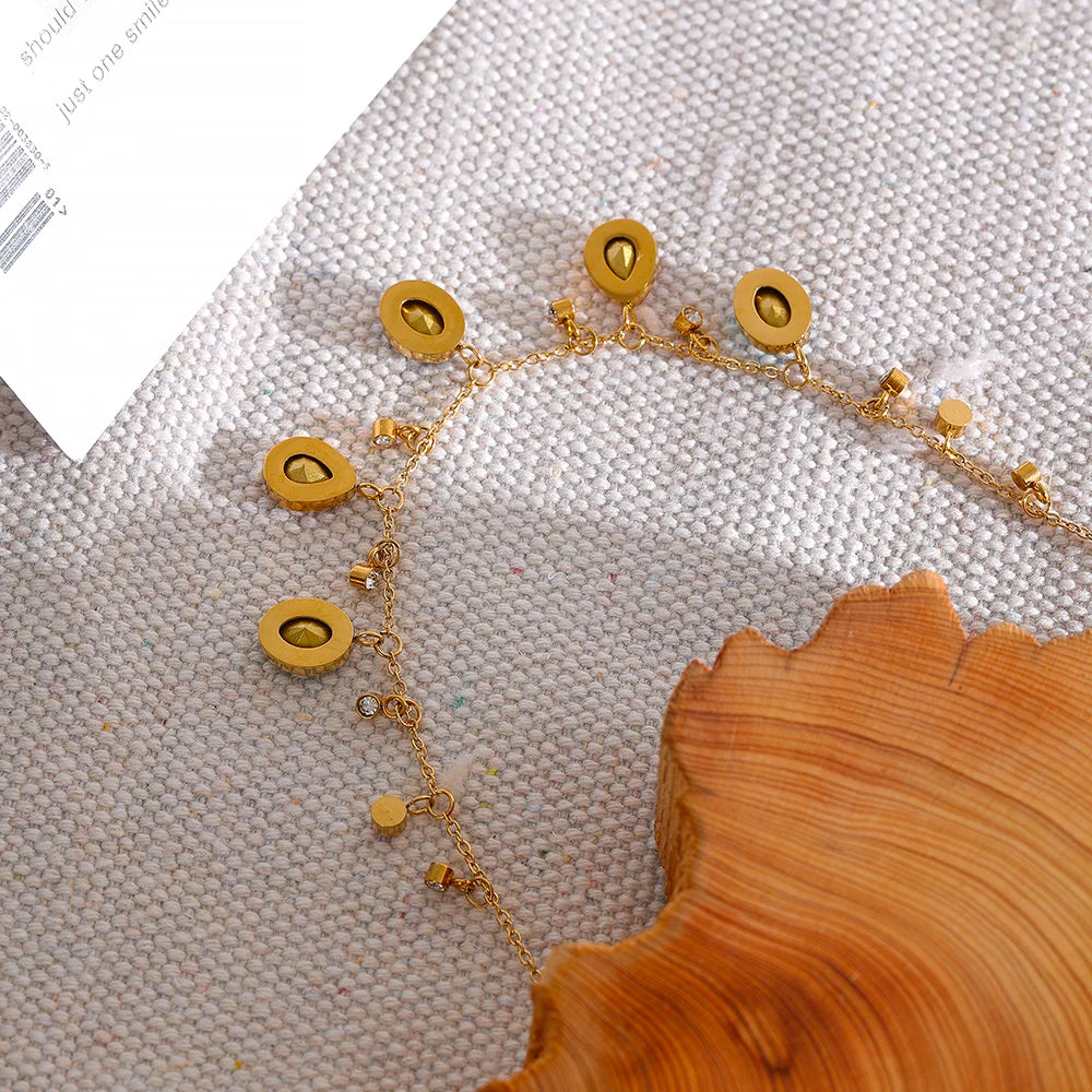 Water-Resistant 18K Gold Plated Necklace with Diamonds