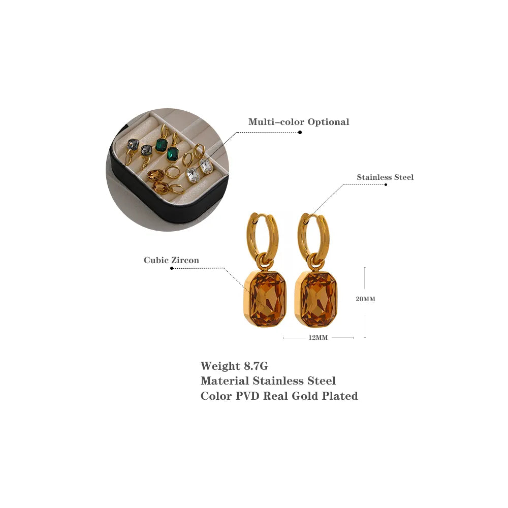 Water-Resistant 18K Gold Plated Earrings with Diamond