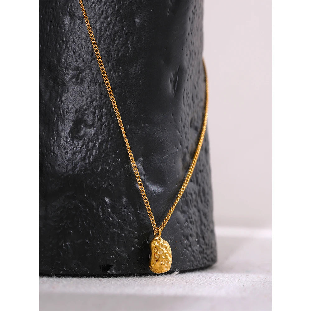 Water-Resistant 18K Gold Plated Necklace with Simulated Pearl Pendant