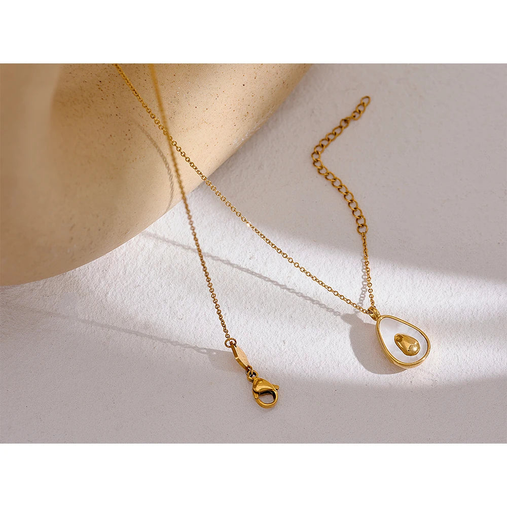 Water-Resistant 18K Gold Plated Avocado Charm Necklace