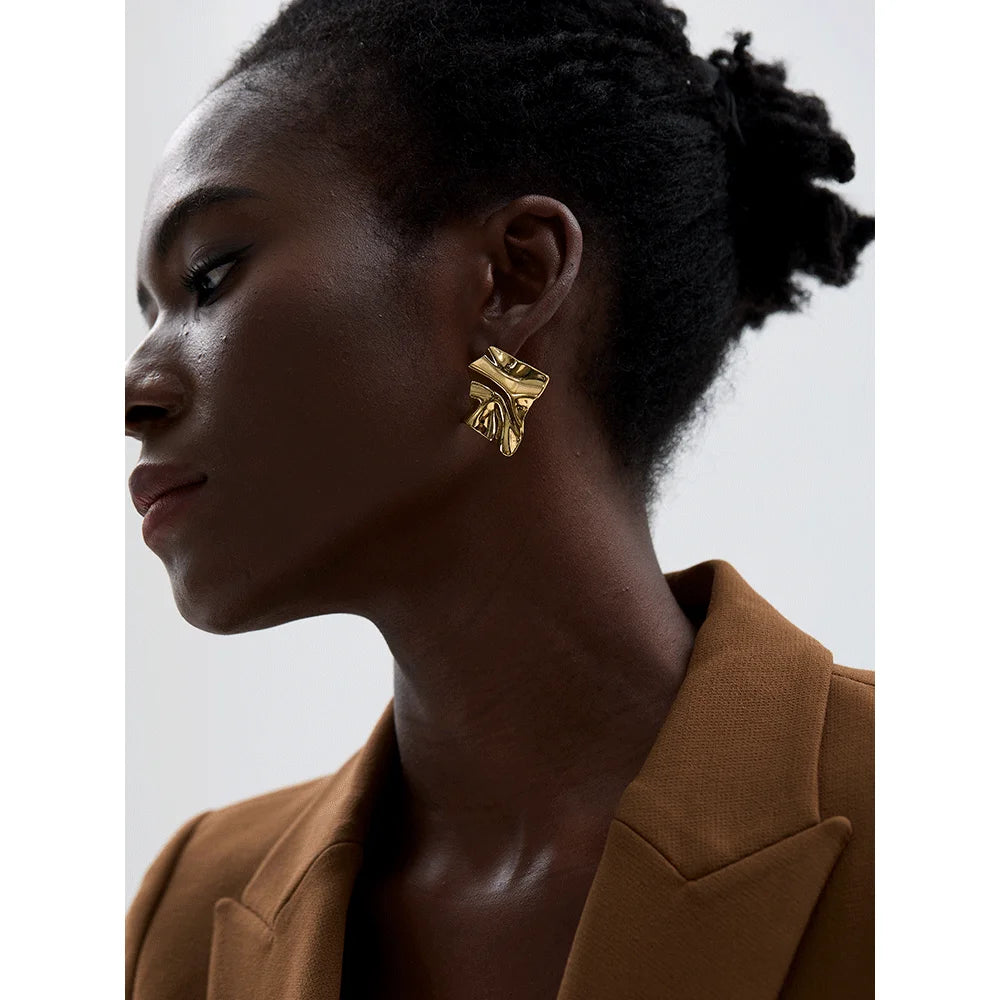 Water-Resistant 18K Gold Plated Statement Chunky Earrings