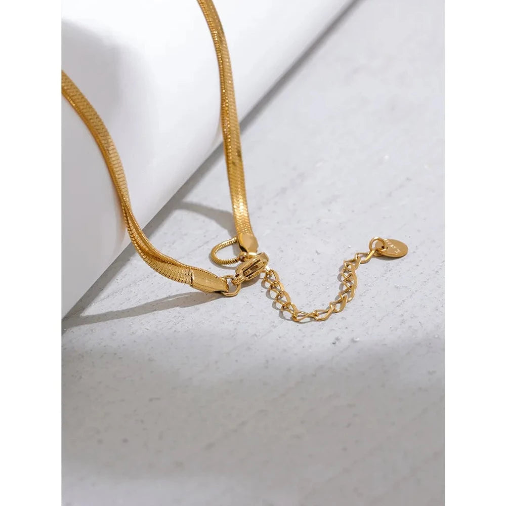 Water-Resistant 18K Gold Plated Neckless Stack with Teardrop Pendant