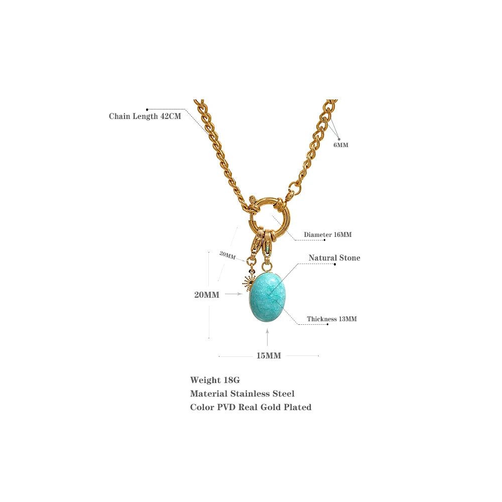 Water-Resistant 18K Gold Plated Necklace with Blue Stone