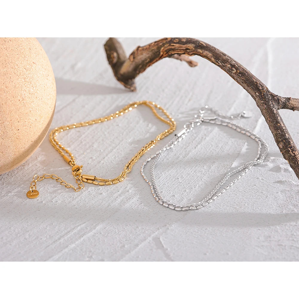 Water-Resistant 18k Gold Plated DuoChain Delight Anklet