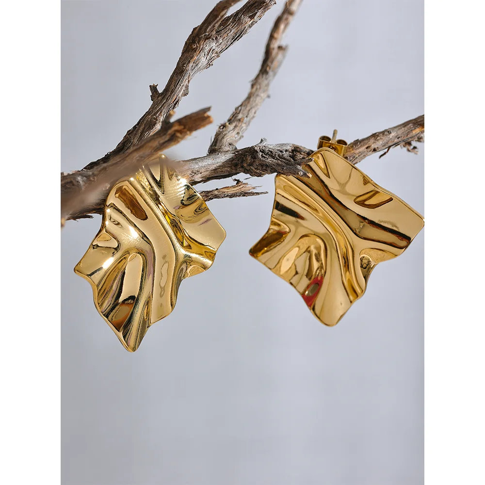 Water-Resistant 18K Gold Plated Statement Chunky Earrings