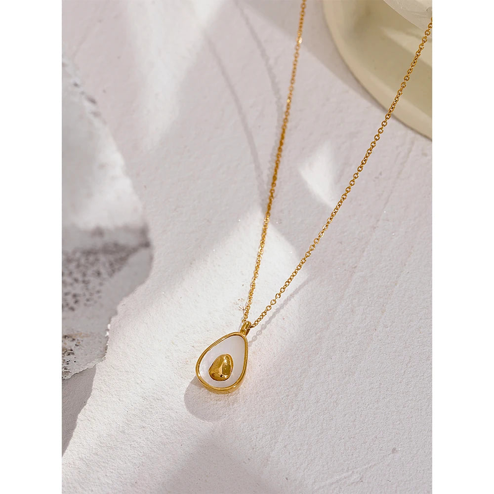 Water-Resistant 18K Gold Plated Avocado Charm Necklace