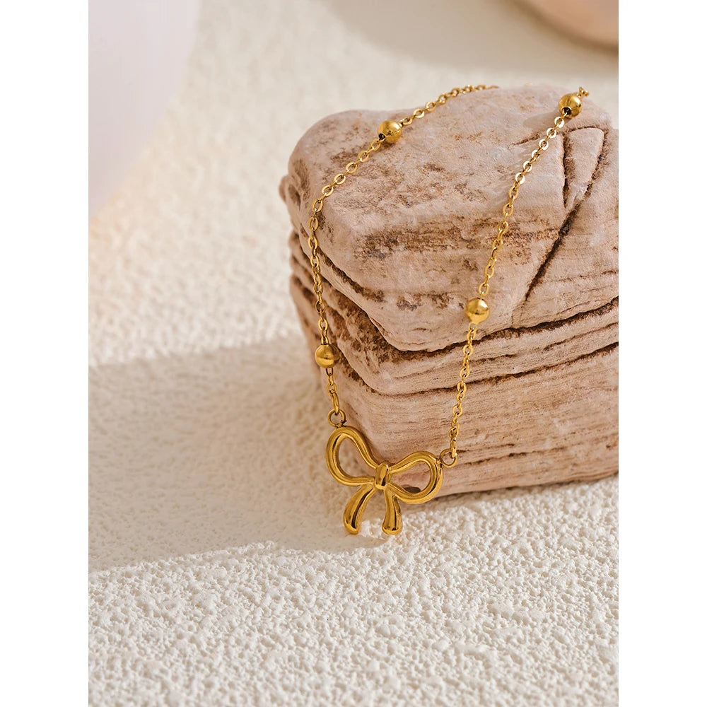 Water-Resistant 18K Gold Plated Bracelet with Butterfly Knot