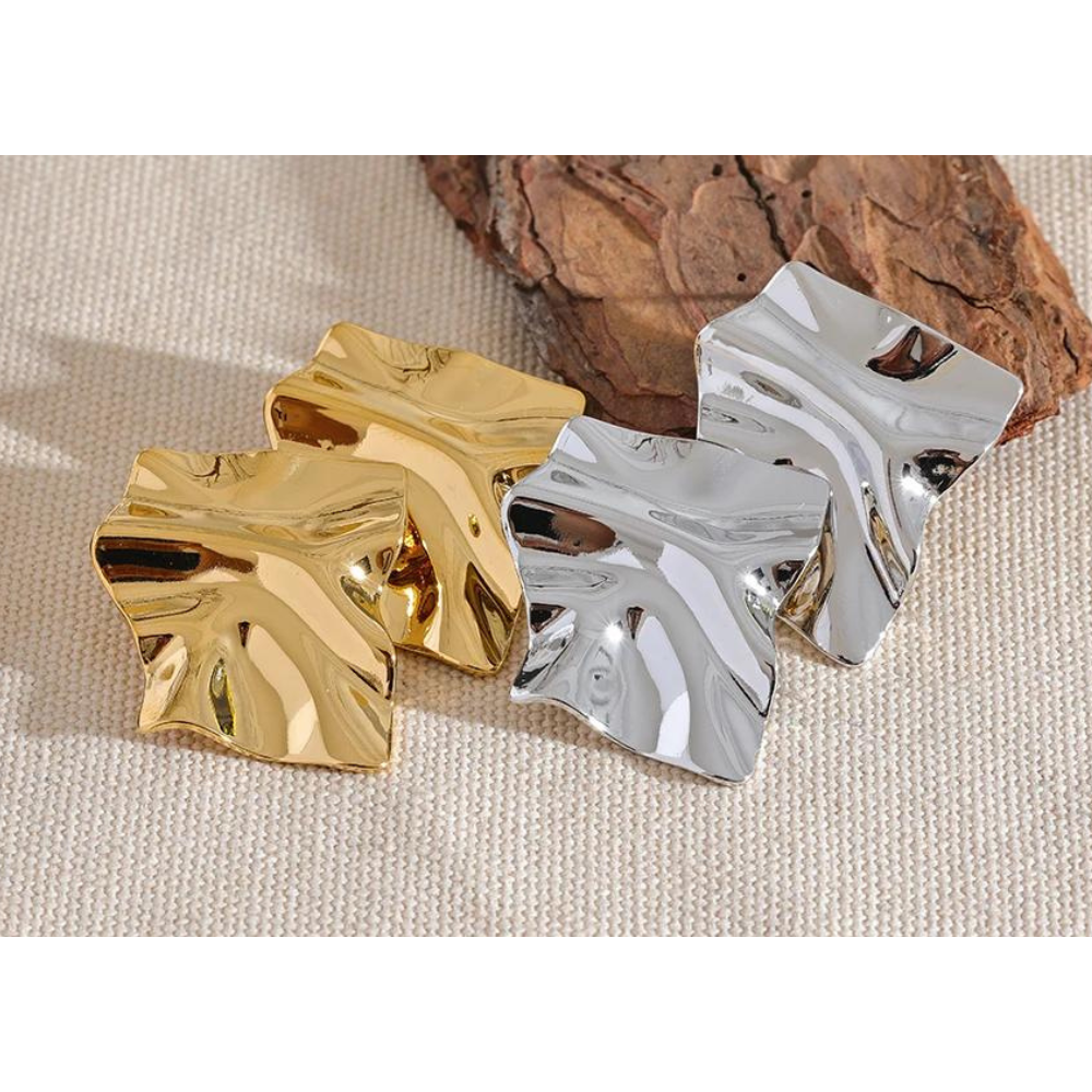 Water-Resistant 18K Gold Plated Statement Chunky Earrings