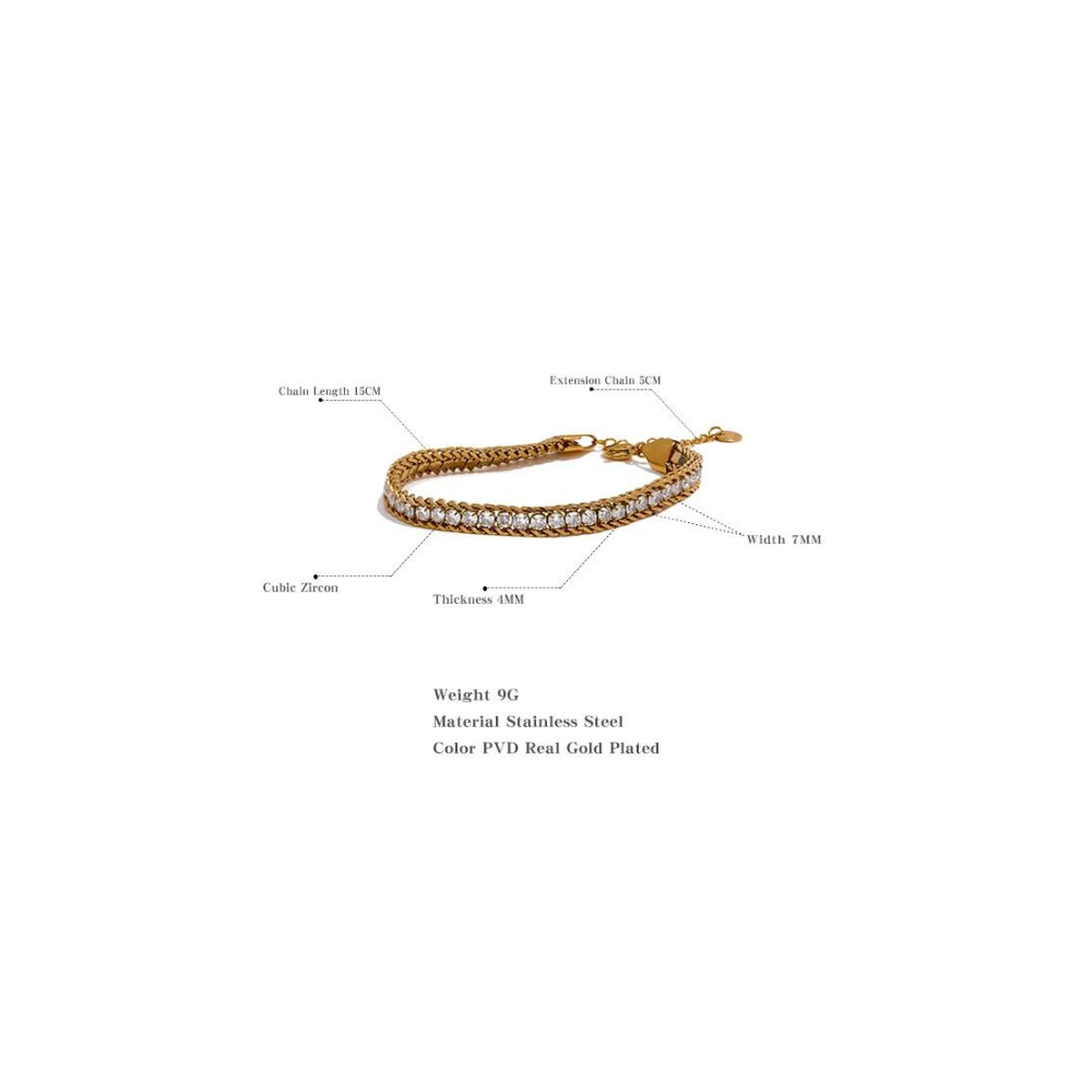 Water-Resistant 18K Gold Plated Tennis Bracelet with Simulated Diamonds