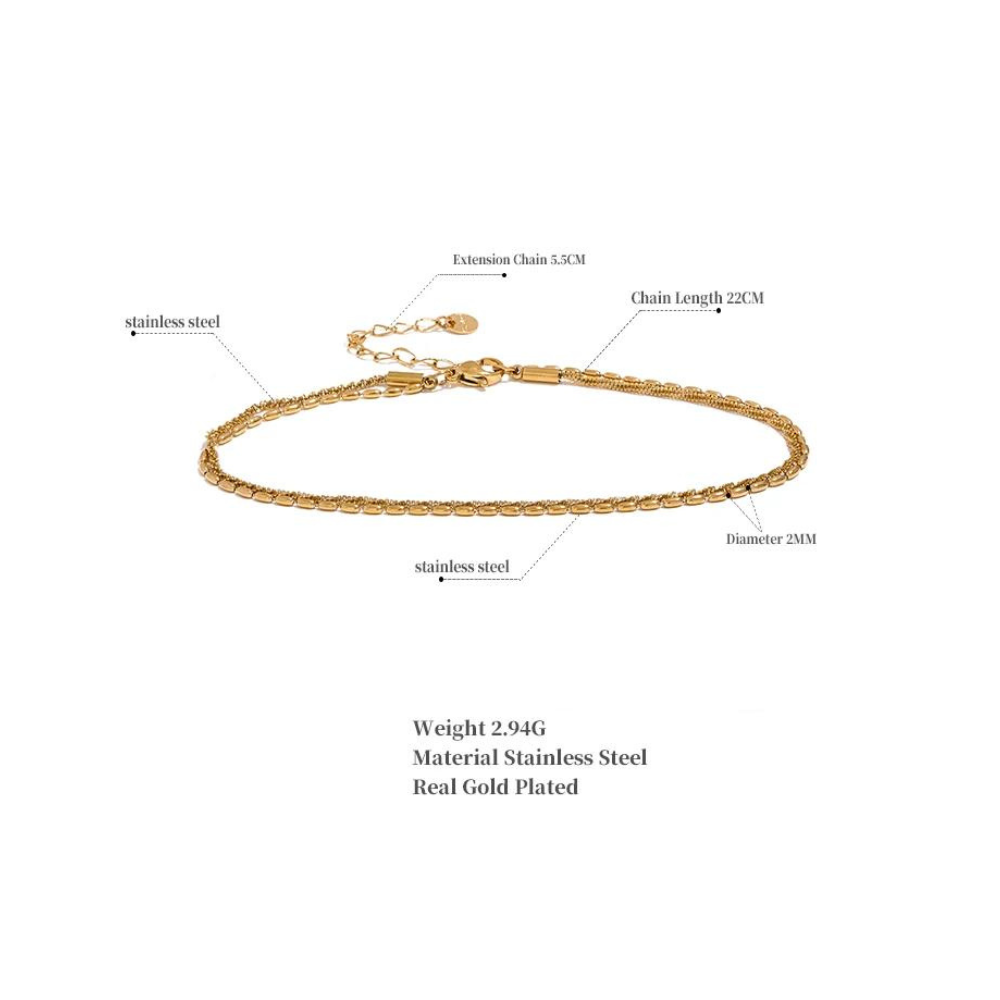 Water-Resistant 18k Gold Plated DuoChain Delight Anklet