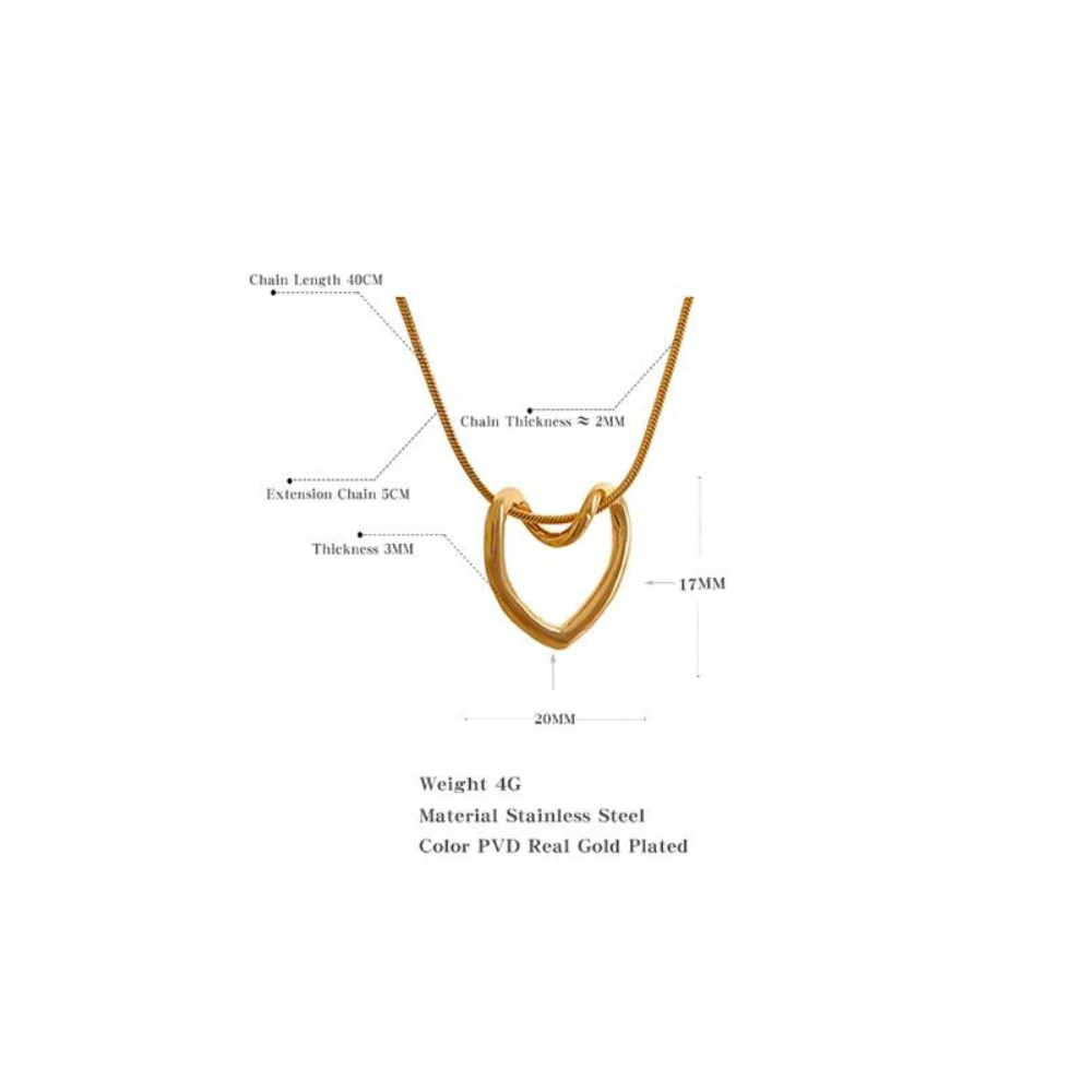 Water-Resistant 18K Gold Plated Collarbone Necklace with Hollow Heart