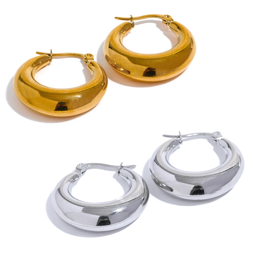 Water-Resistant 18K Gold Plated Simplicity Hoop Earrings