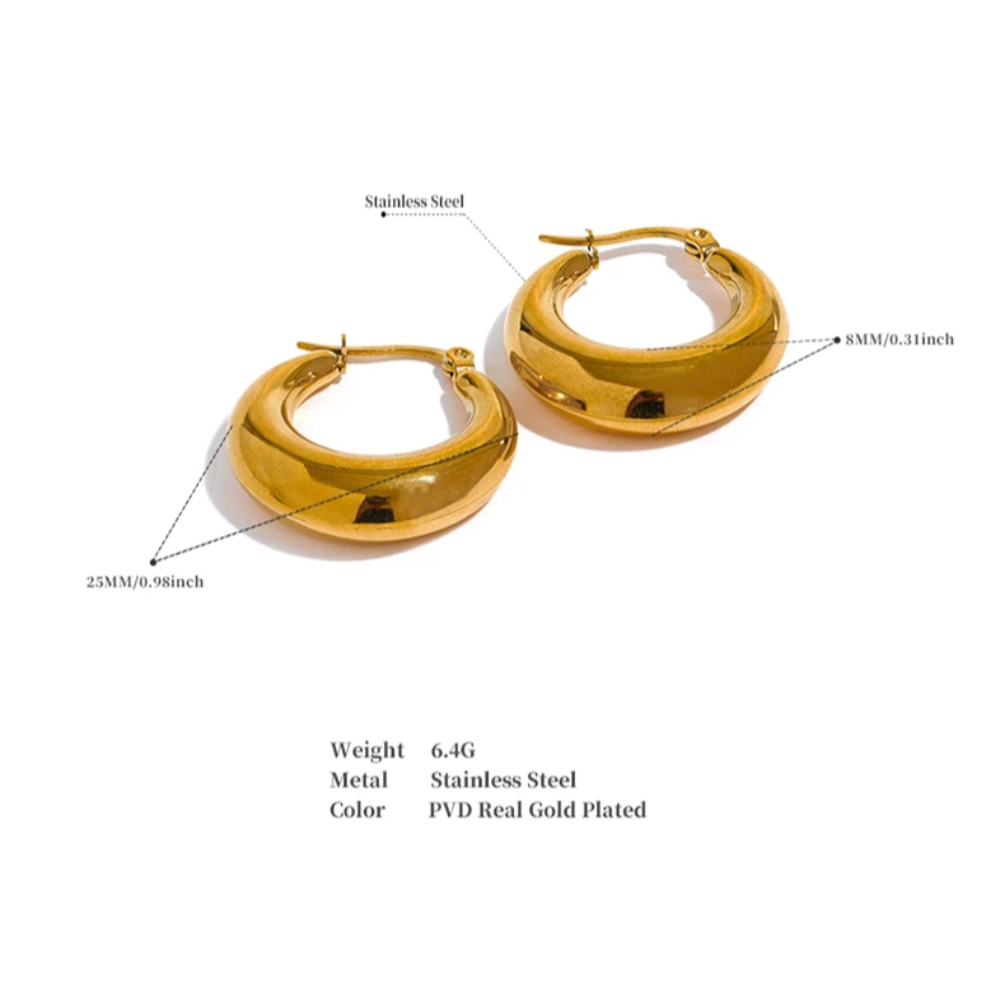 Water-Resistant 18K Gold Plated Simplicity Hoop Earrings