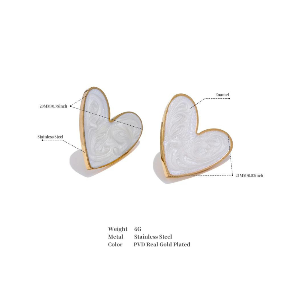 Water-Resistant Golden Edge Heart Stud Earrings