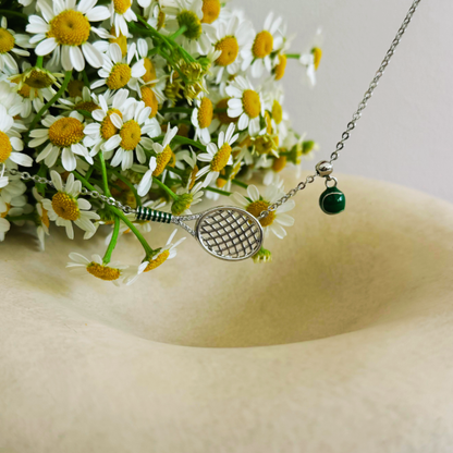 Tennis Racket & Ball Necklace | 925 Sterling Silver Gift for Tennis Players