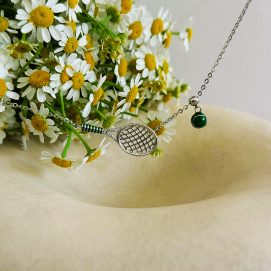 Tennis Racket & Ball Necklace | 925 Sterling Silver Gift for Tennis Players