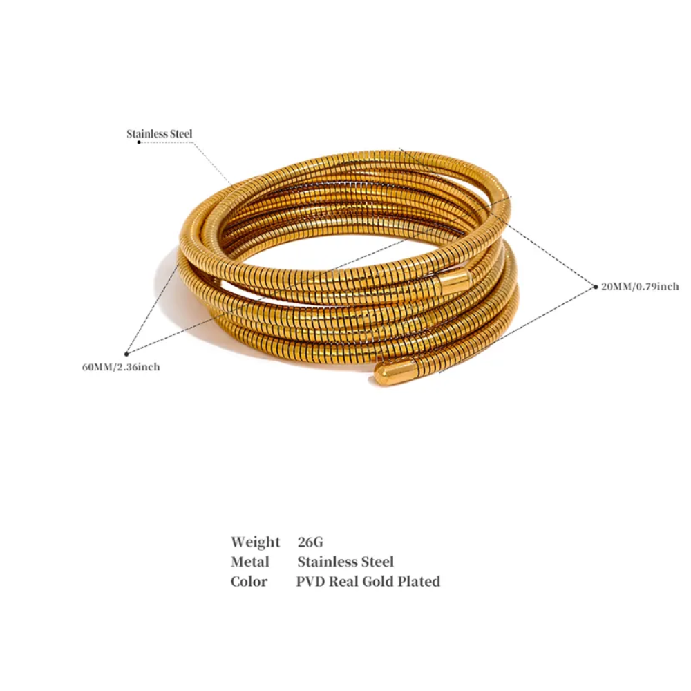 Water-Resistant 18K Gold Plated Wrap Bracelet