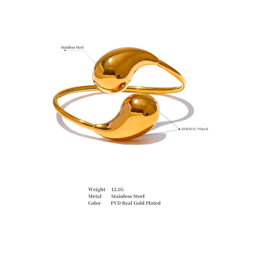 Water-Resistant 18K Gold Plated Raindrop Bangle