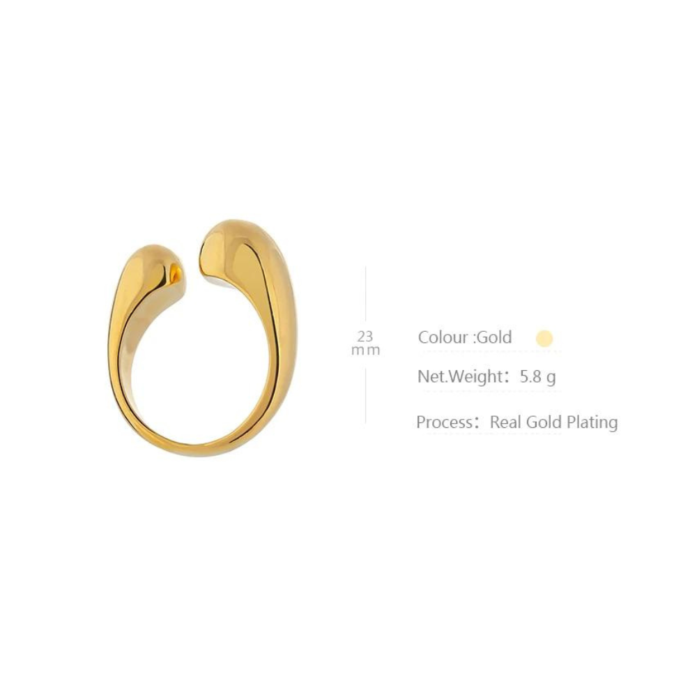 Water-Resistant 18K Gold Plated Simplicity Adjustable Ring