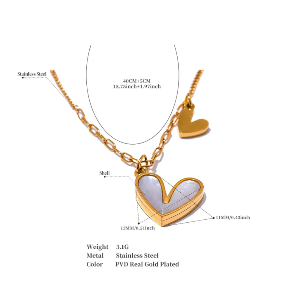 Water-Resistant 18K Gold Plated Necklace with Heart Pendants