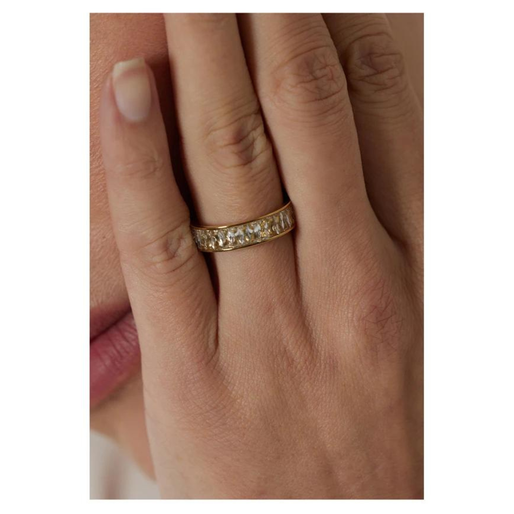 18K Gold Plated Dazzling Diamond Row Ring