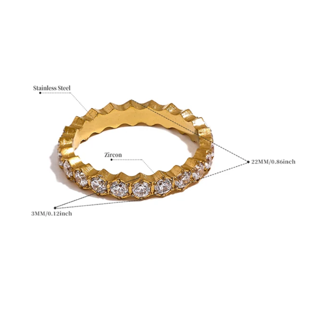 18K Gold Plated Wave Diamond Delight Tennis Ring