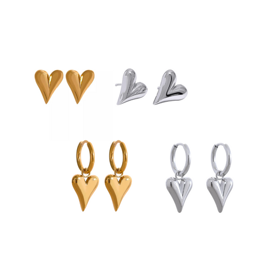 Water-Resistant 18K Gold Plated Heart Hoop Earrings