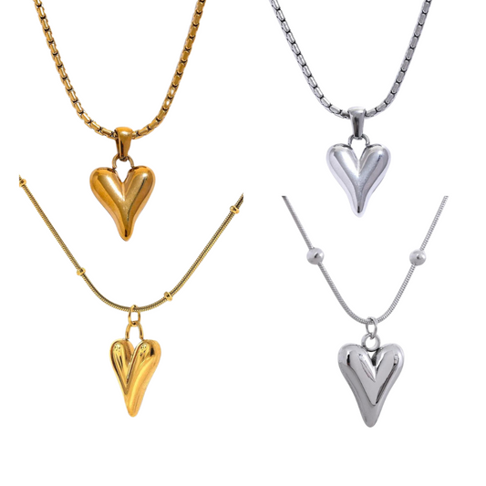 Water-Resistant 18K Gold Plated Necklace with Heart Pendant