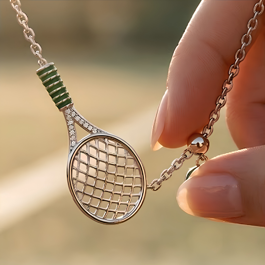 Tennis Racket & Ball Necklace